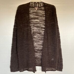 J. Jill 90s wool blend dark brown cardigan sweater open front Size L